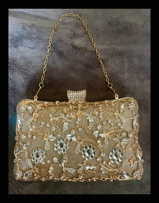 Flower Rhinestone Clutch Purse