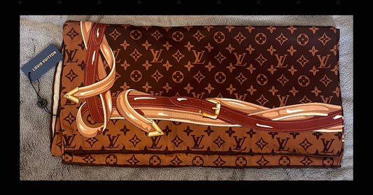 LV Brown Monogram Silk Scarf