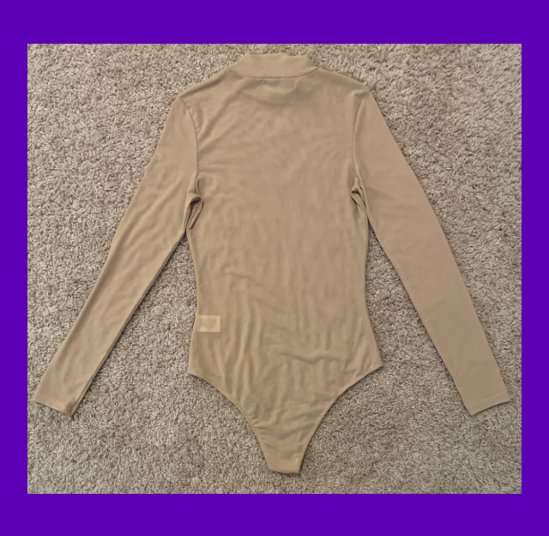 Tan Long Sleeve Mesh Top