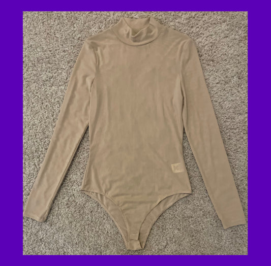 Tan Long Sleeve Mesh Top