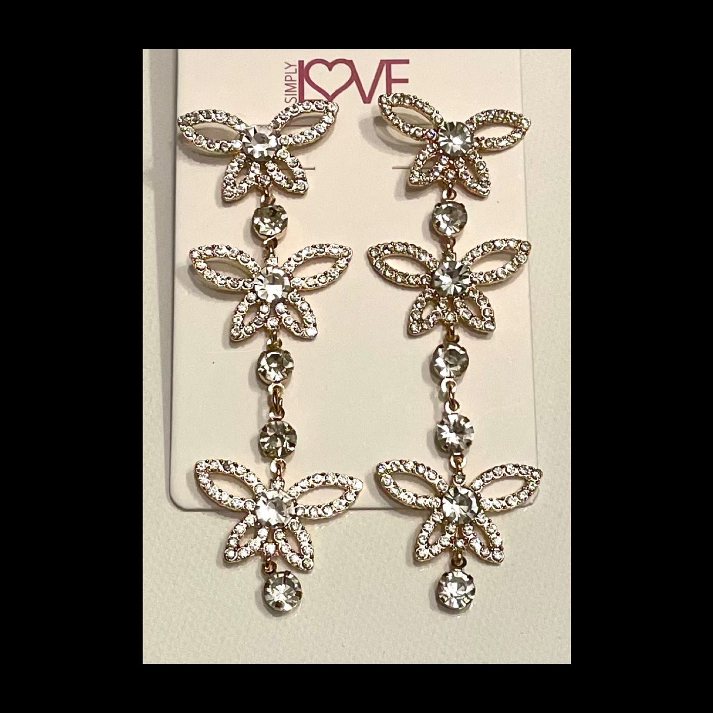 Rhinestone Butterfly Drop Earrings