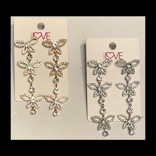 Rhinestone Butterfly Drop Earrings