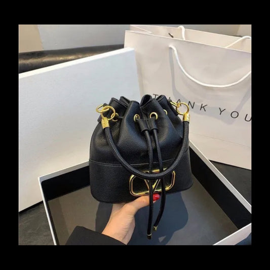 V Black Bucket Bag