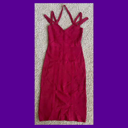 Bebe Red Bodycon Mini Night Out Dress