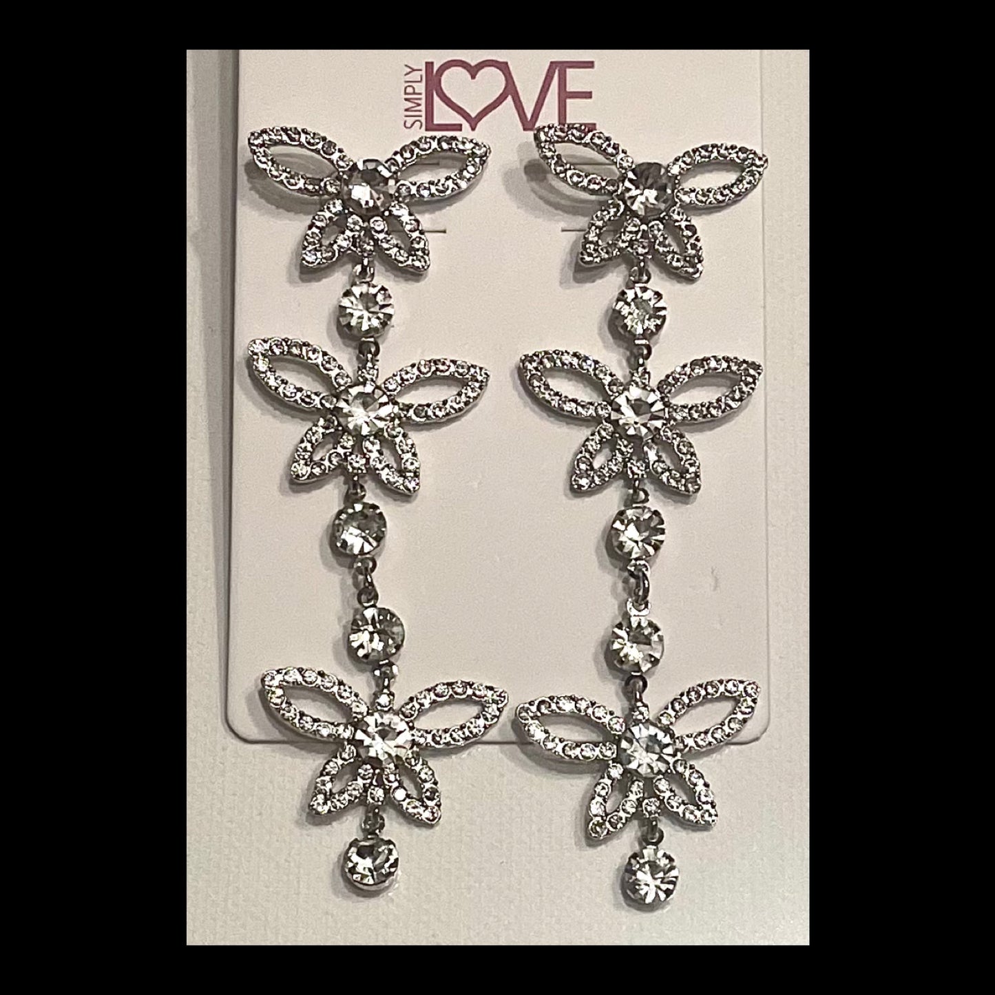 Rhinestone Butterfly Drop Earrings