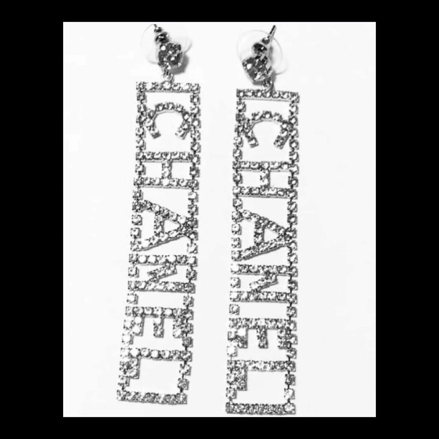 Silver Rhinestone Cc Drop Earrings