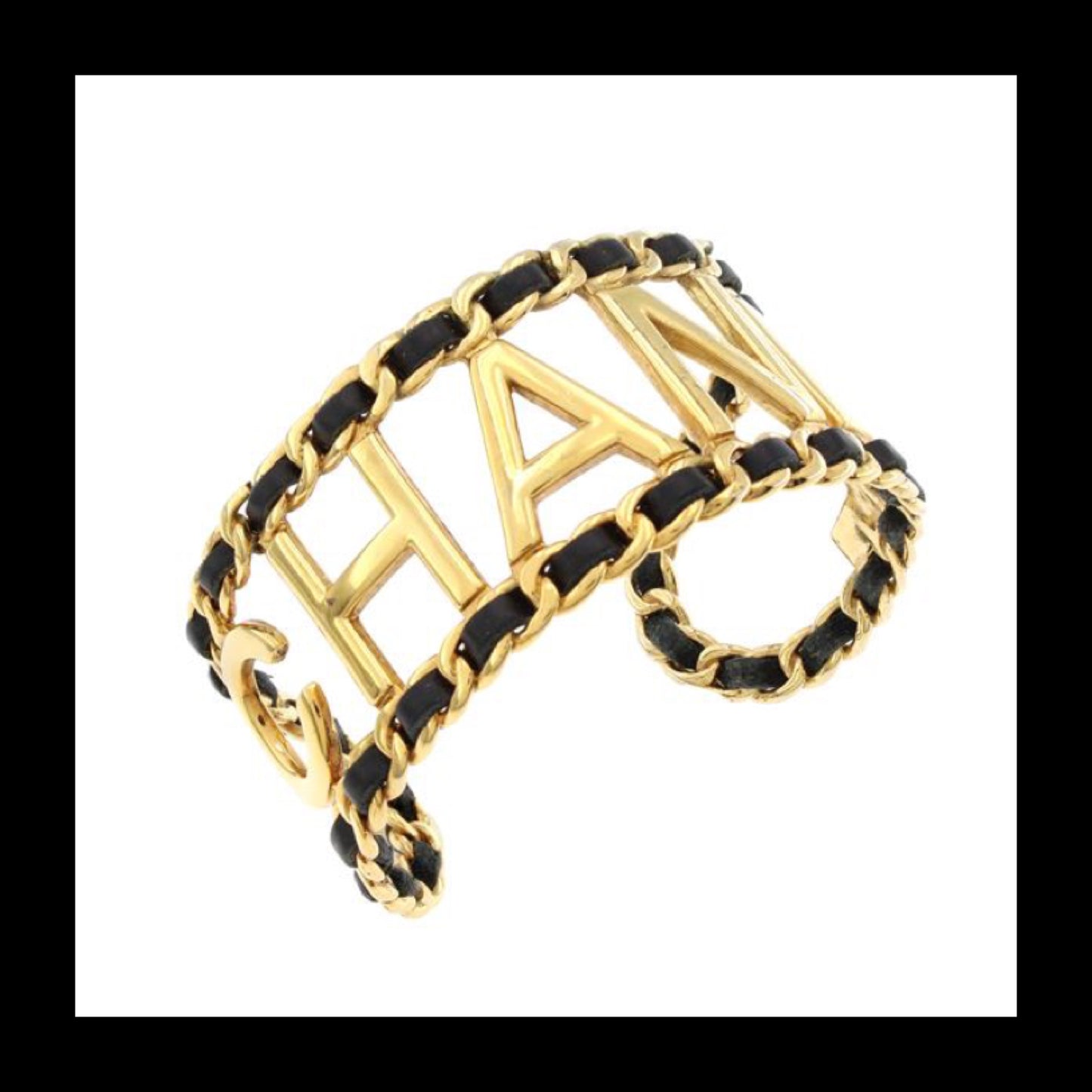 Vintage Cc Black And Gold Cuff Bracelet