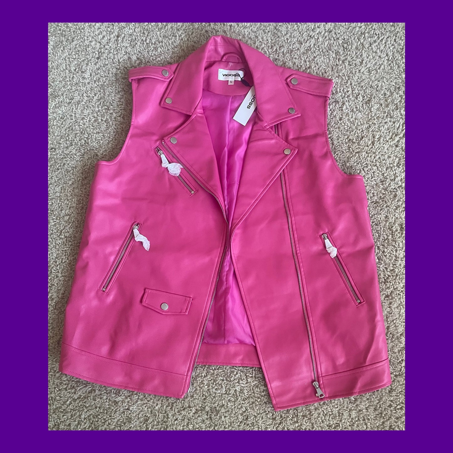 Pink Faux Leather Vest